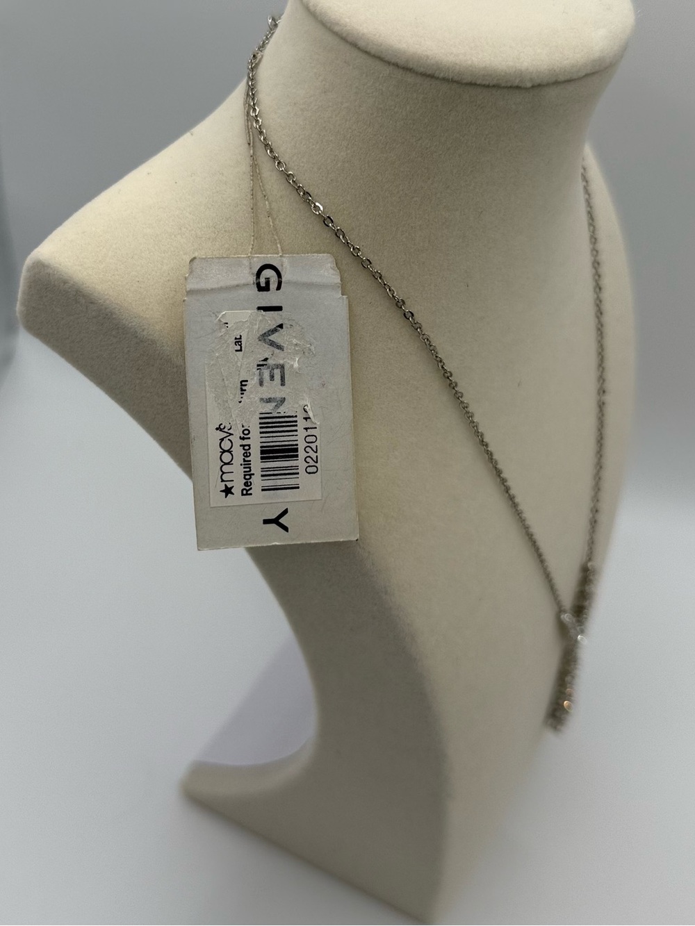 Givenchy Silver-Tone Y-Drop Necklace with Clear Stones - Picture 3 of 4